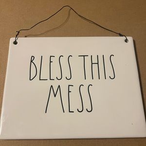 Rae Dunn BLESS THIS MESS ceramic sign